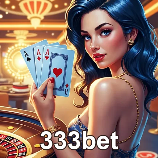 Imagem de um casino com destaque para o site 333bet, promovendo apostas e jogos de azar online.